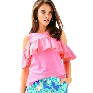 LILY PULITZER cold shoulder blouse size L